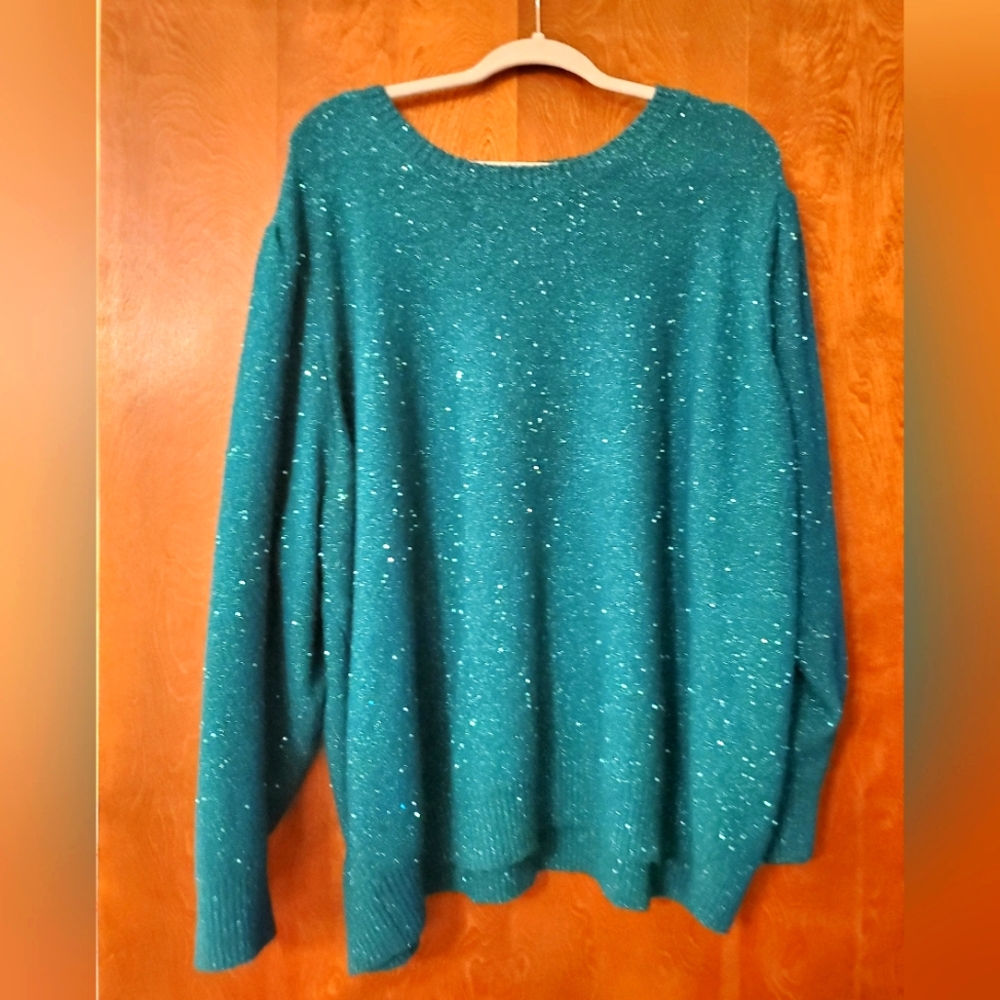 Liz Claiborne emerald green sparkly sweater, size 4x